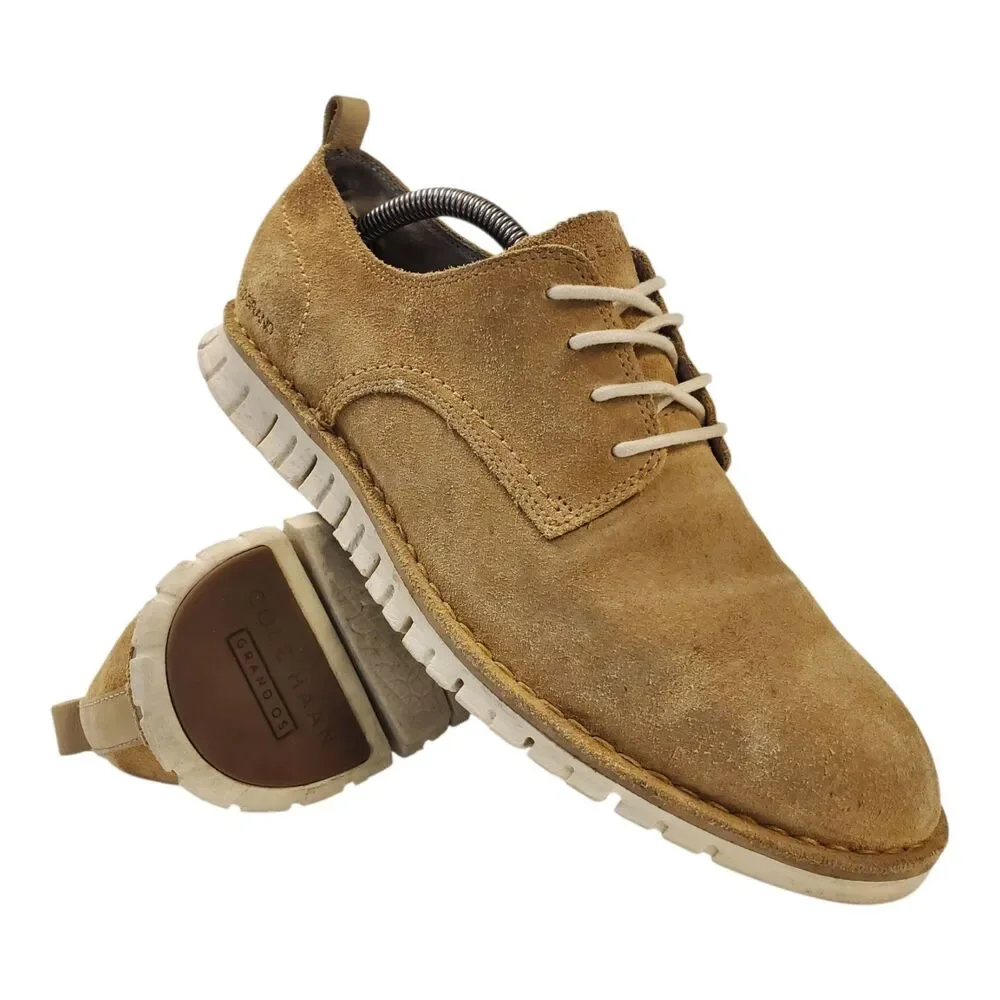 COLE HAAN Shoes ZERØGRAND LAZER Mens Size 10 Beige Suede Oxford Casual C31257